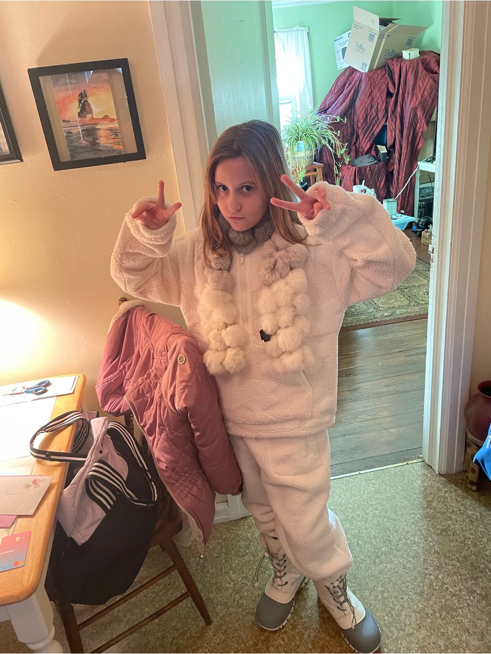 all in motion White Sherpa Zip Hoodie